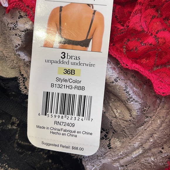 Rene Rofe 3 Pack Padded Lace Bra - Picture 6 of 6